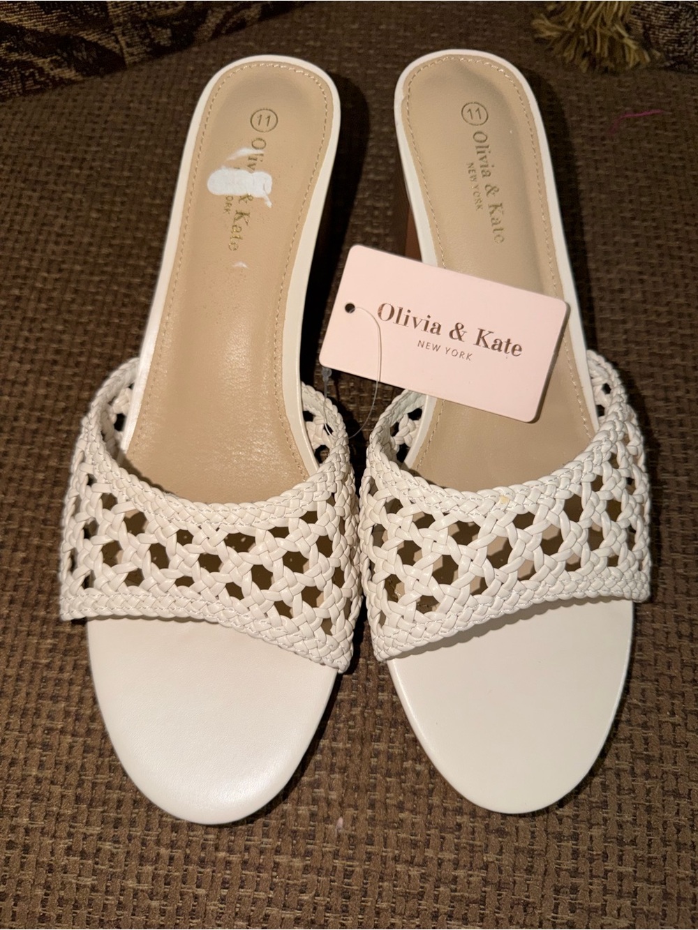 Women's cream Braided Slide Mules
